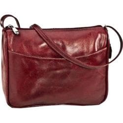 Women's David King Leather 3525 Florentine Top Zip Open Front Pocket Red