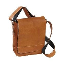 David King Leather 8471 Deluxe Medium Size Flap Over Messenger Tan