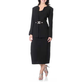 Giovanna Signature Women's Rhinestone Brooch 3-piece Skirt Suit