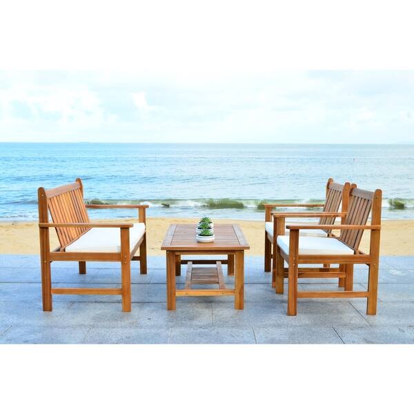 Safavieh Burbank Brown Acacia Wood 4-piece Outdoor Furniture Set