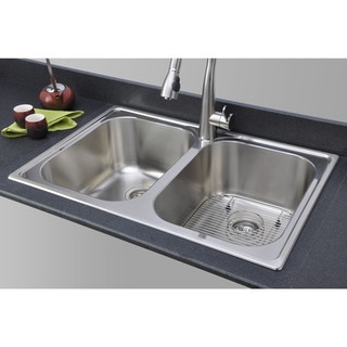 Wells Sinkware 33-inch 18 Gauge Double Bowl Topmount Stainless Steel Kitchen Sink