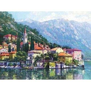 Howard Behrens 'Reflections of Lake Como' Canvas Art