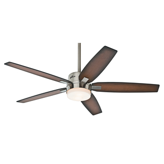 Hunter Windmere 54-inch Ceiling Fan wth Brushed Nickel Finish and Five Burnished Walnut/ Burnished Mahogany Veneer Blades
