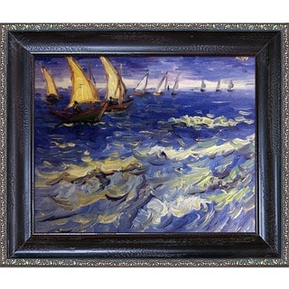 Vincent Van Gogh 'Seascape at Saintes Maries de la Mer ' Hand Painted Framed Canvas Art