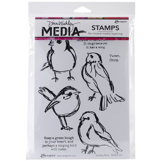 Dina Wakley Media Cling Stamps 6"X9"-Scribbly Birds