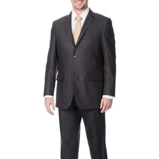 Angelo Rossi Men's Charcoal 2-button Tonal Stripe Micro Tech Suit