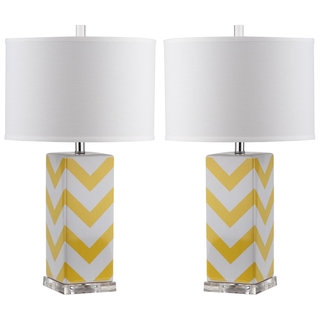 Safavieh Lighting 27-inch Yellow Chevron Stripe Table Lamp (Set of 2)