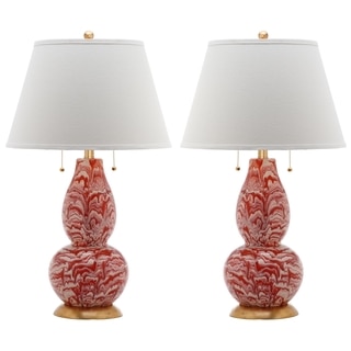 Safavieh Lighting 28.5-inch Orange and White Color Swirls Glass Table Lamp
