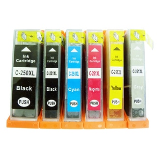 6-Pack Replacing Canon PGI-250 CLI-251 Ink Cartridge For PIXMA MG5420 MG5450 MG6320 MG6350 MX922 iP7