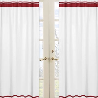Sweet Jojo Designs White and Red 84-inch Window Treatment Curtain Panel Pair for White and Red Hotel Collection