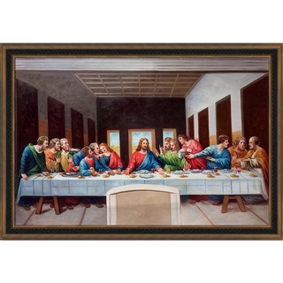 Leonardo Da Vinci The Last Supper Hand Painted Framed Canvas Art