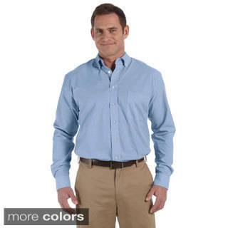 Men's Long-sleeve Button-down Chambray Shirt