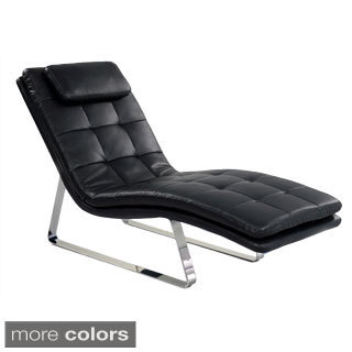 Somette Tufted Bonded Leather Chaise Lounge