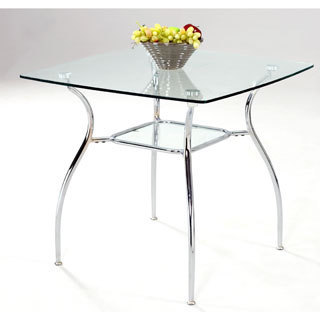 Somette 34-inch Square Glass Top Metal Dining Table