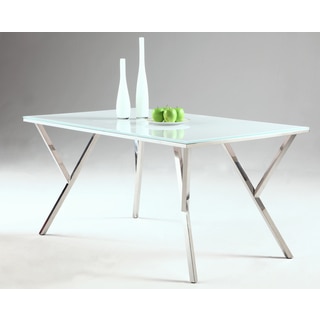 Somette White Starphire 61-inch Glass Dining Table