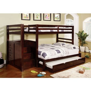 Pine Ridge Espresso Bunk Bed with Drawers and Steps