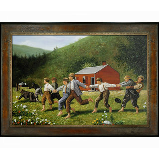 Winslow Homer 'Snap the Whip' Hand Painted Framed Canvas Art