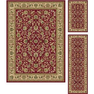 Alise Lagoon Red Traditional Area Rugs (Set of 3)