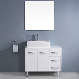 Virtu USA Tilda 36-inch White Single Sink White Stone Vanity Set