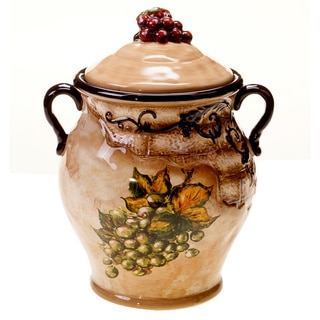 Hand-painted Tuscan View 10.25-inch Ceramic Biscotti Jar
