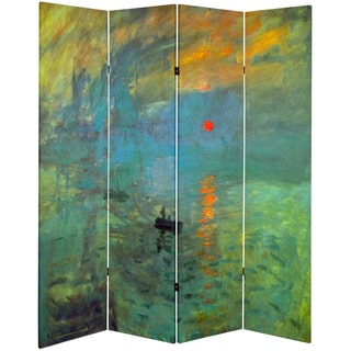 Double-sided Works of Monet Impression Sunrise/Houses of Parliament Canvas Room Divider
