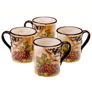 Hand-painted Tuscan View 16-ounce Mugs (Set of 4)