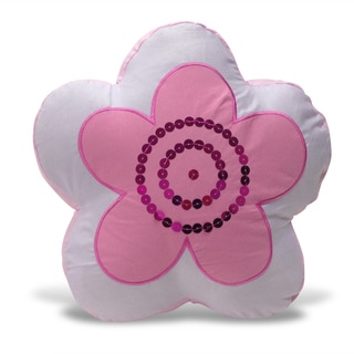 Flower Shaped Applique Sequins Decorative Pillow