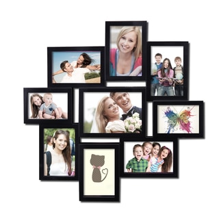 High-end Decorative Black Wood Collage Picture Photo Frame with Glass Front, Multiple Coating, and Scraping Color