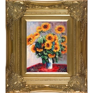 Claude Monet 'Sunflowers' Hand Painted Framed Canvas Art