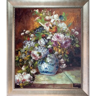 Pierre-Auguste Renoir 'Grande Vase Di Fiori' Hand Painted Framed Canvas Art