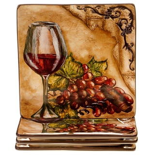 Hand-painted Tuscan View 8.5-inch Ceramic Salad/Dessert Plates (Set of 4)