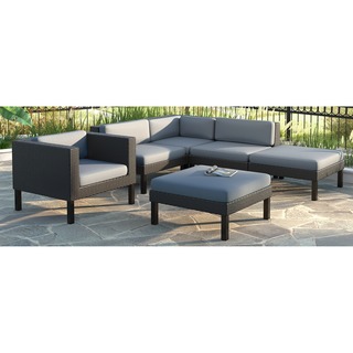 CorLiving Oakland 6-piece Sectional with Chaise Lounge and Chair Patio Set