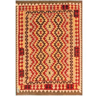 Herat Oriental Afghan Hand-woven Tribal Wool Kilim (4'11 x 6'5)