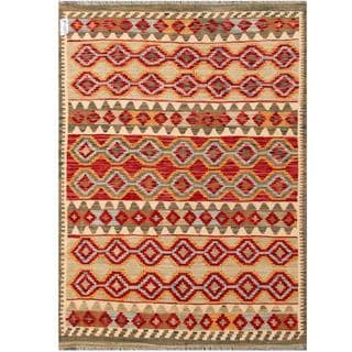 Herat Oriental Afghan Hand-woven Tribal Wool Kilim (4'9 x 6'7)