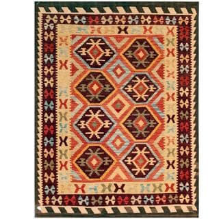 Herat Oriental Afghan Hand-woven Tribal Wool Kilim (4'10 x 6'5)