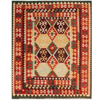 Herat Oriental Afghan Hand-woven Tribal Wool Kilim (5'1 x 6'3)
