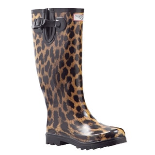 Women's Leopard Print Mid-calf Rain Boots