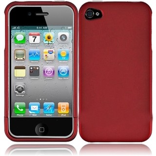 INSTEN Red Rubberized Hard Plastic Snap-on Phone Case Cover for Apple iPhone 4/ 4S