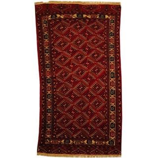 Herat Oriental Antique 1920's Afghan Hand-knotted Turkoman Rust/ Ivory Wool Rug (4'4 x 8')