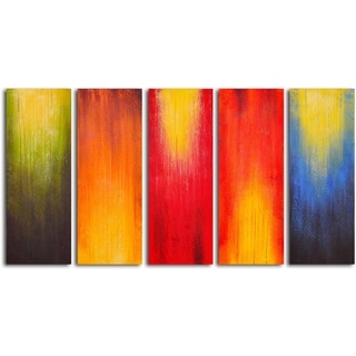Hand-painted 'Paintbrush Panels of Color' Oil Painting