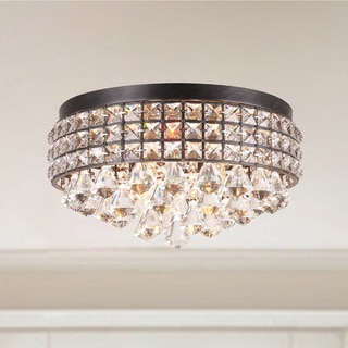Silver Orchid Taylor Iron Shade Crystal Flush Mount Chandelier