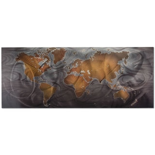 Metal Art Studio 'Modern World Map' Land and Sea Contemporary Travel Art