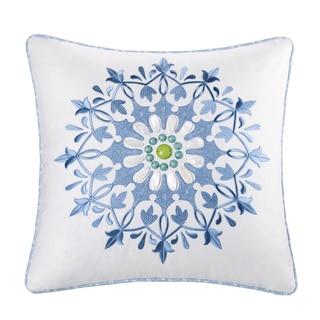 Echo Design Sardinia Cotton Square Embroidered 18-inch Pillow