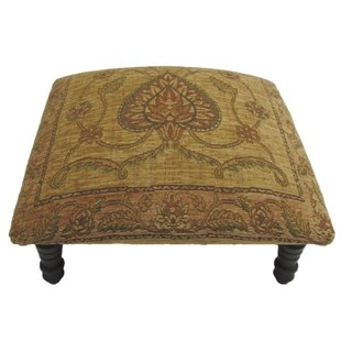 Corona Decor Victorian Design Hand-woven Tan Footstool