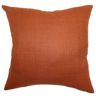 Zaafira Rust Solid 18-inch Feather and Down Filled Throw Pillow