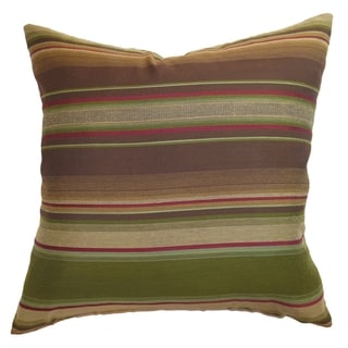 Neville Brown/Olive Stripes Feather and Down Filled Throw Pillow