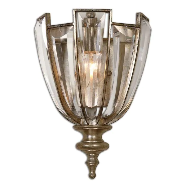 Uttermost Vicentina 1-Light Wall Sconce Metal Crystal Poly-Lighting Fixture