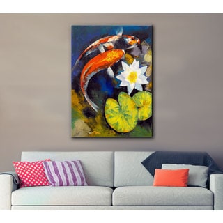 Michael Creese 'Koi Fish and Water Lily' Gallery-Wrapped Canvas