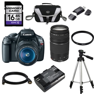 Canon EOS Rebel T3 DSLR Camera Body with 18-55mm IS II and 75-300mm III Lenses 16GB Bundle
