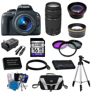 Canon EOS Rebel SL1 DSLR Camera Body with 18-55mm IS STM and 75-300mm III Lenses 16GB Bundle